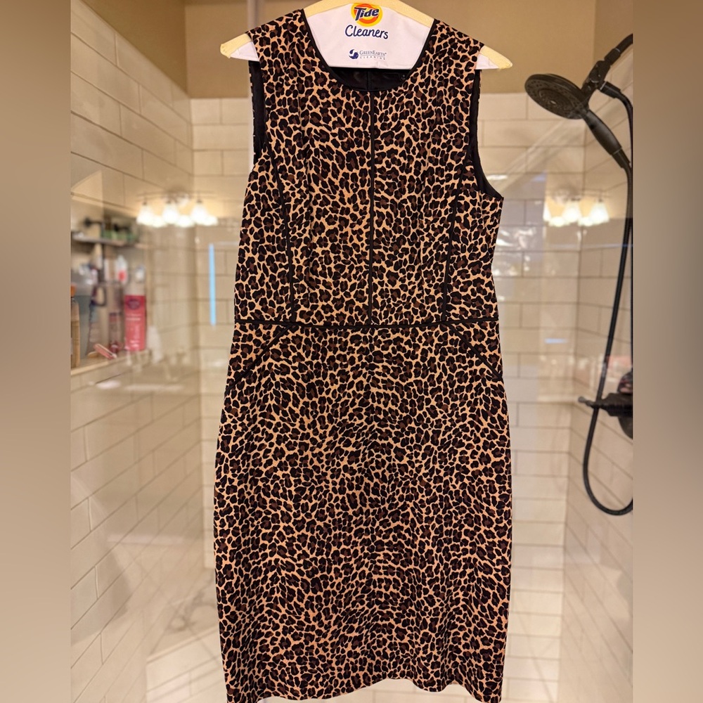 J crew leopard above knee dress
